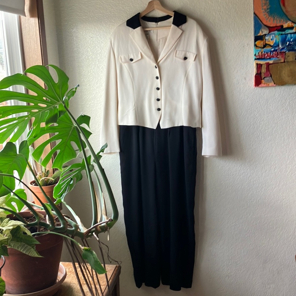 Evan Picone Two-Tone Black & White Blazer w. Pants Jumper women's 16
